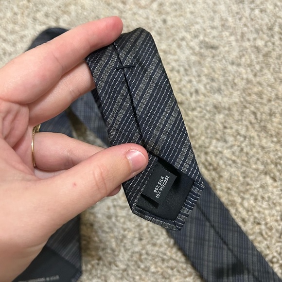 John Varatos Silk Blend Business Black/gray Tie Travel USA Casual Wedding Party - Picture 5 of 6